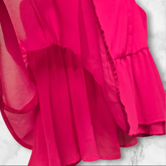 Torrid Neon Pink Peplum Chiffon Midi Cami Tank Top‎ Size 0 (Large/12) - Picture 4 of 8